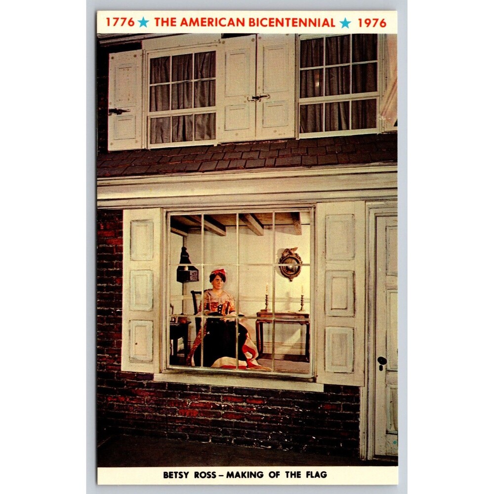 1976 American Bicentennial Postcard Betsy Ross Making Flag WYCO #76-F Unposted